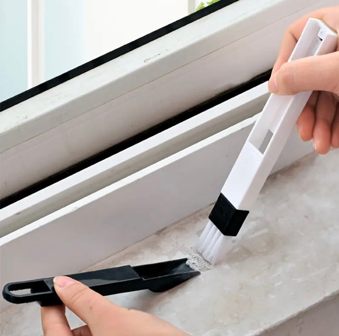 1pc Multi-purpose Door Window Groove Cleaning Brush With Dustpan.