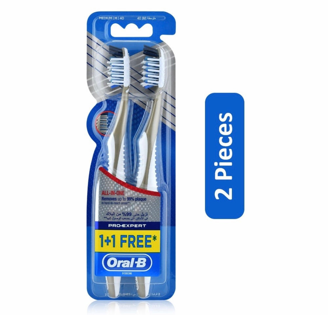 Oral-B Pro-Expert All-In-One Medium Manual Toothbrush Grey 2 PCS