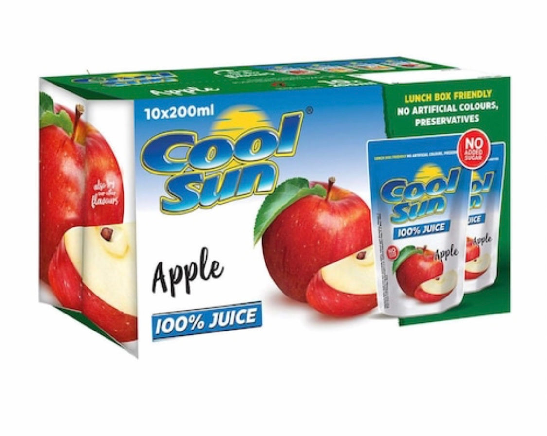 Cool Sun Apple 100% Juice 200ml Pack of 10