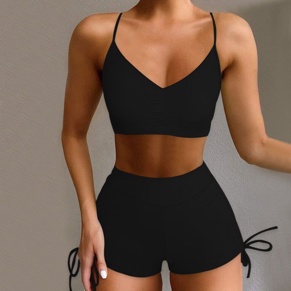 Swimsuit Ladies Sexy Tie-dye Print Suspenders Conservative Split Swimsuit + High Waist Shorts Swim Trunks Maillot De Bain Hot