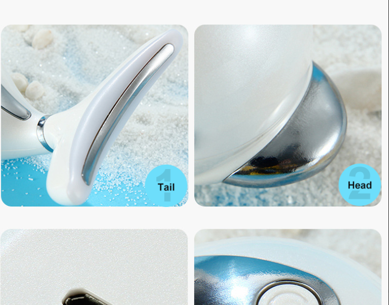 AmazeFan 3 Colors Led Facial Neck Massager PhotonTherapy Heating Face Neck Wrinkle Removal Machine Reduce Double Chin Skin Lift