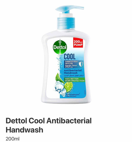 Dettol Cool Antibacterial Liquid Handwash with Mint and Bergamot- 200ml

SKU.1200001628