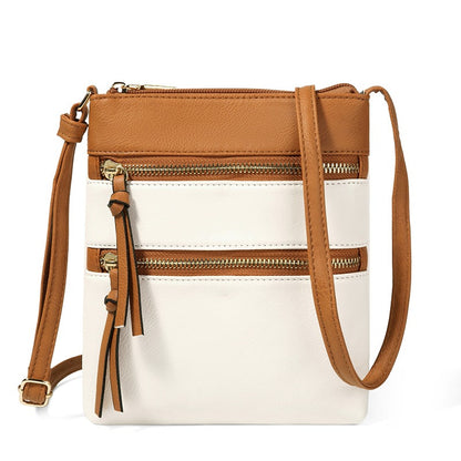 Leisure multifunctional pocket with double zipper vertical women's bag single shoulder bag crossbody bag