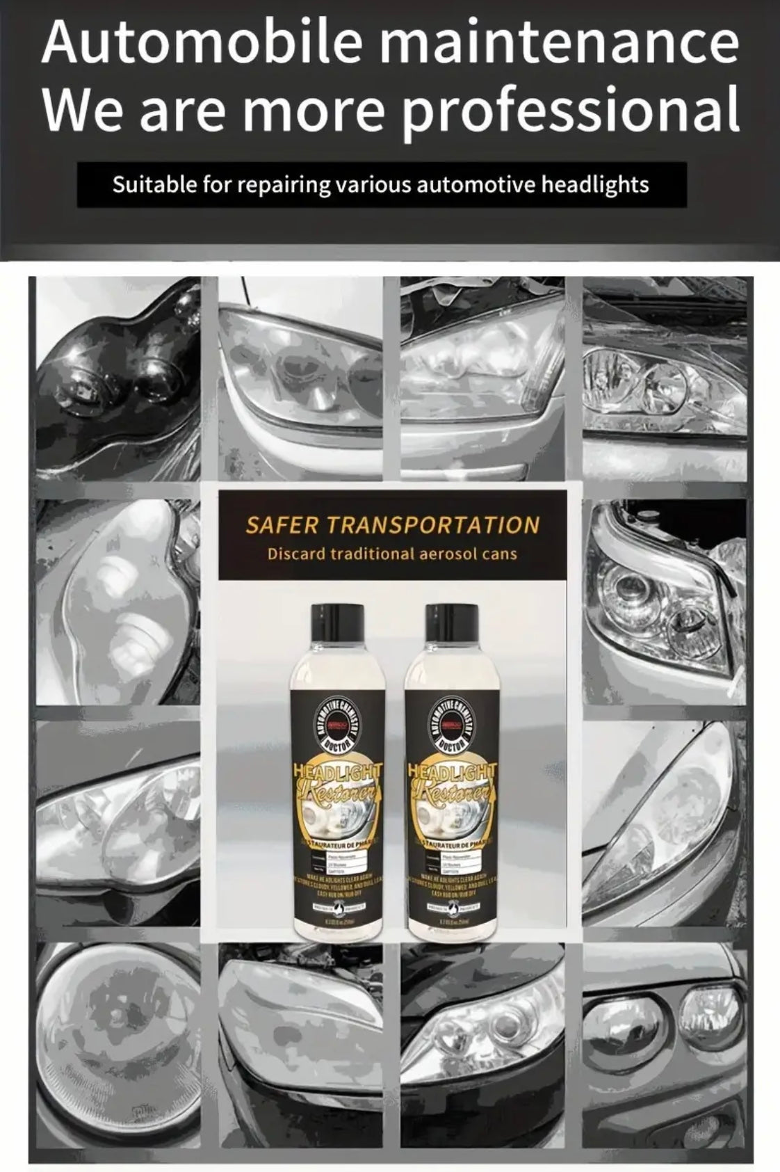 250ml Car Headlight Repair Polishing Kit Headlight Scratch-resistant.