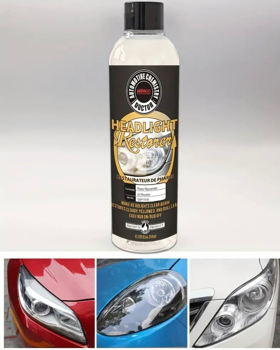 250ml Car Headlight Repair Polishing Kit Headlight Scratch-resistant.
