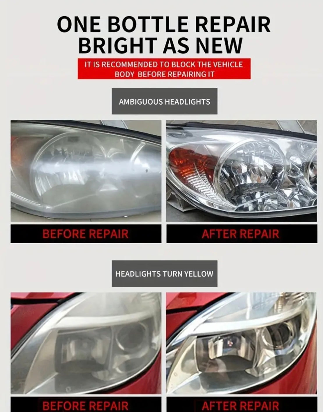 250ml Car Headlight Repair Polishing Kit Headlight Scratch-resistant.