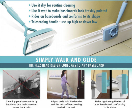 Magic Baseboard Buddy Clean Mop Walk Glide Extendable Microfiber Dust Brush Lazy Mop Creative Cleaning Product Cleansing Brush