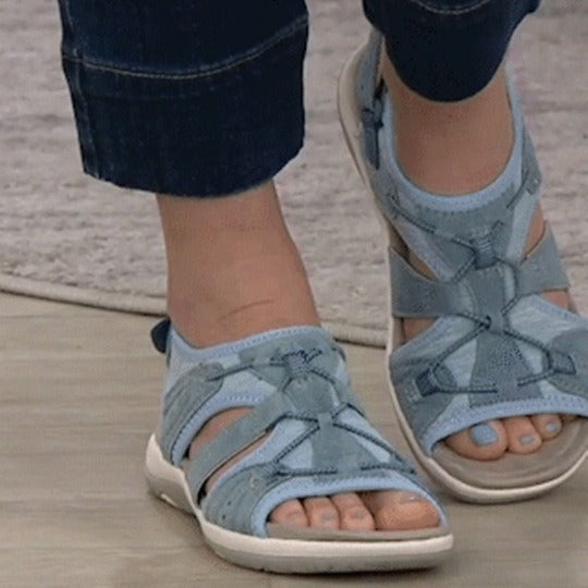 Women's sandals summer new round head breathable casual sandals large size flat beach sandals