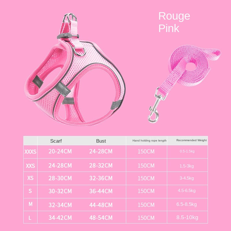 Vest Pet Leash Cat Dog Chest Strap Breathable Reflective Dog Walking Chain