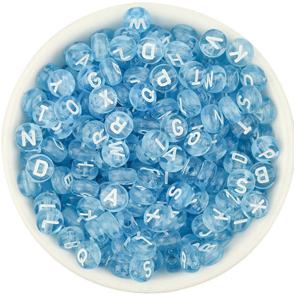 Acrylic Colorful English Alphabet Beads Transparent Candy Color Oblate Loose Beads