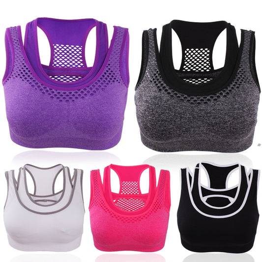 Safty Sports Bra High Stretch Breathable Top Fitness Women Padded Running Yoga Gym Seamless Crop Bra