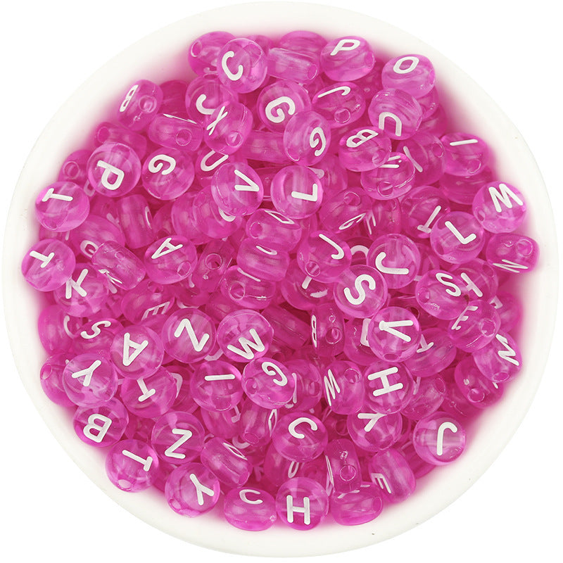 Acrylic Colorful English Alphabet Beads Transparent Candy Color Oblate Loose Beads