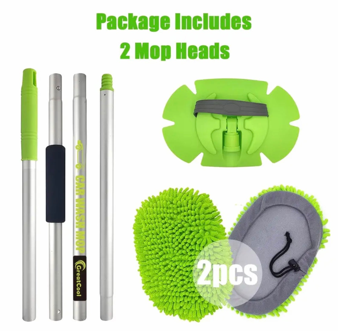 157.48cm Car Wash Brush Kit With Long Handle, Scratch Free Mop Cleaning Mitt Suitable For Washing Cars Truck