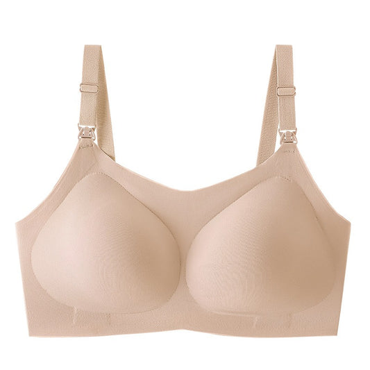 Size No Trace Pregnant Women's Underwear Large Chest No Steel Ring Thin Style Gathering Bra Cup Open Button