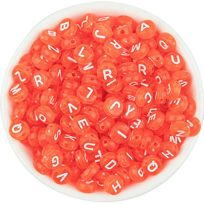 Acrylic Colorful English Alphabet Beads Transparent Candy Color Oblate Loose Beads
