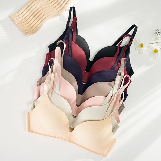 Japanese Light Clothing Without Trace Underwear Women Without Steel Ring Large Chest Show Small Students Thin Triangle Cup Light Bra