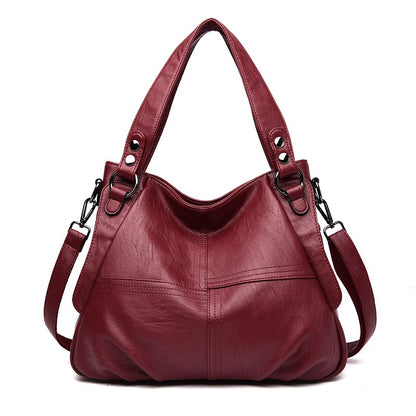 Middle-aged and elderly women's mother bag large capacity shoulder crossbody handbag sheepskin soft leather bag
