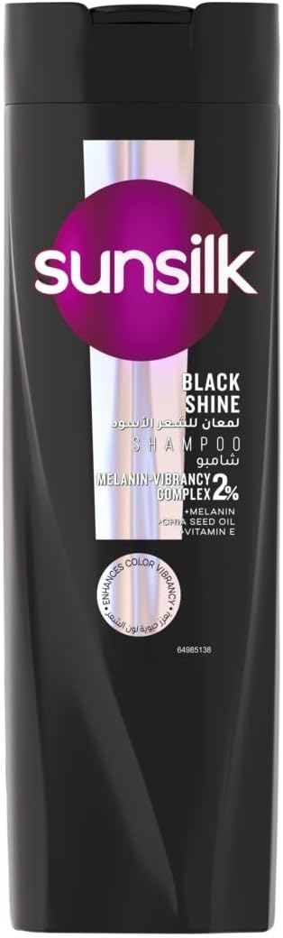 SUNSILK Shampoo, Black Shine, smoothens the hair's surface for a shiny and healthy appearance, 200ml