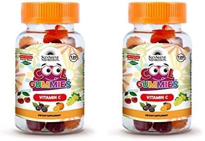 Sunshine Nutrition Cool Gummies With Vitamin C For Kids, 60 Gummies | 100% All Natural Flavor | Gluten Free