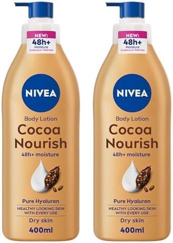 NIVEA Body Lotion for Dry Skin, Cocoa Butter, 5in1 Complete Care, 48H Deep Moisture, 2x400ml, Pack of 2