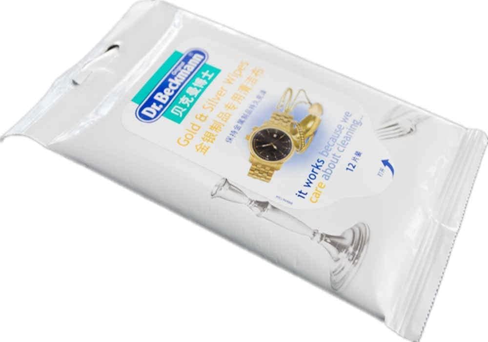 Dr. Beckmann Disposable Gold & Silver Multipurpose Cleaning Wipes |Suitable for Metals, Brass, Aluminum, Copper|Easy to use|DIY|Home Essentials|Jewellery Cleaner|Long lasting Shine- 12 pcs