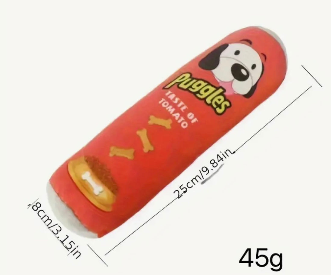 1pc Chip Can Design Pet Grinding Teeth Squeaky Plush Toy