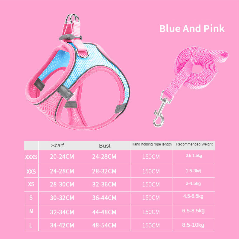 Vest Pet Leash Cat Dog Chest Strap Breathable Reflective Dog Walking Chain