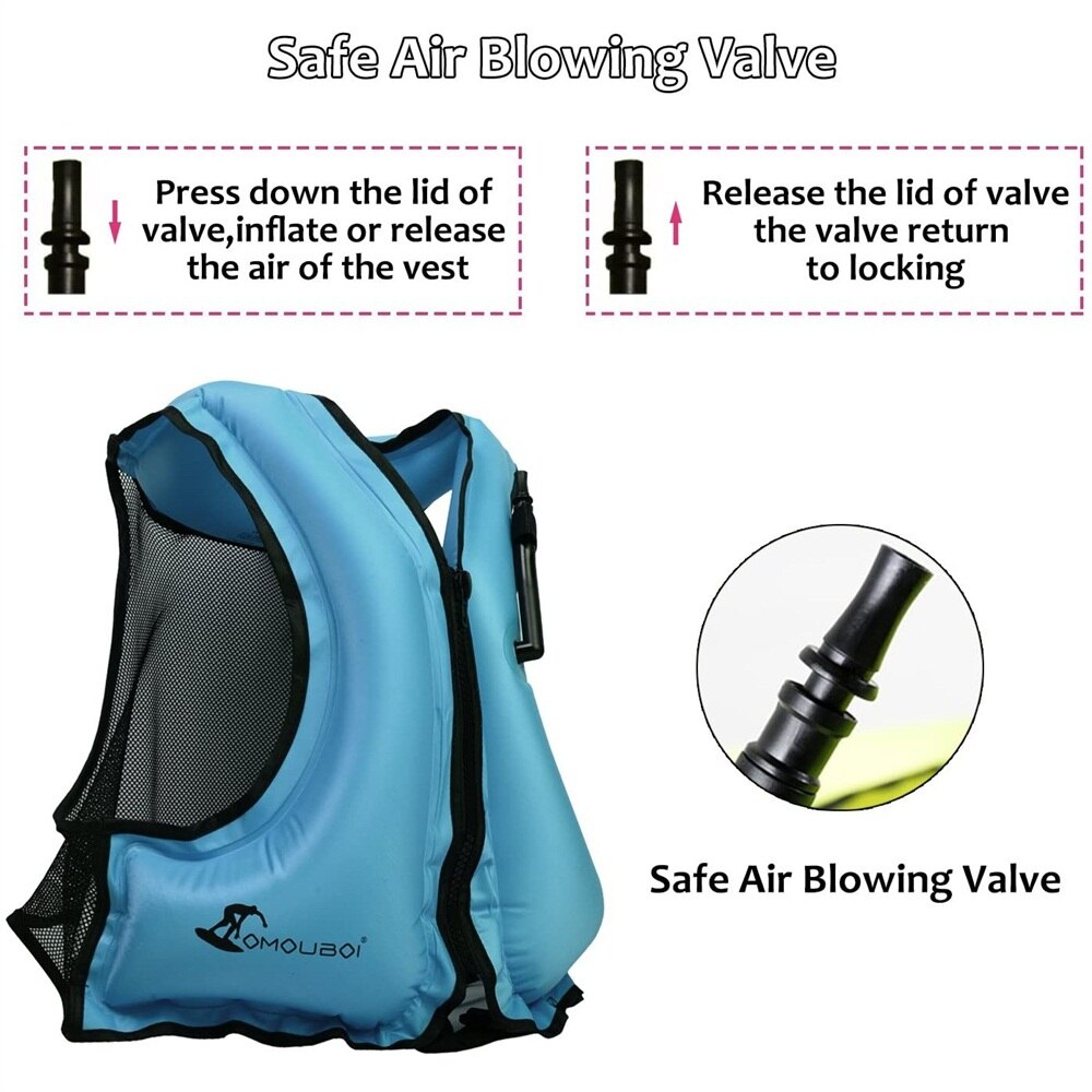 Adult Inflatable Swim Life Vest Jacket Snorkeling Floating Device Swimming Drifting Surfing Survival Water Sports Life Saving
