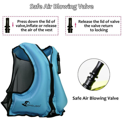 Adult Inflatable Swim Life Vest Jacket Snorkeling Floating Device Swimming Drifting Surfing Survival Water Sports Life Saving