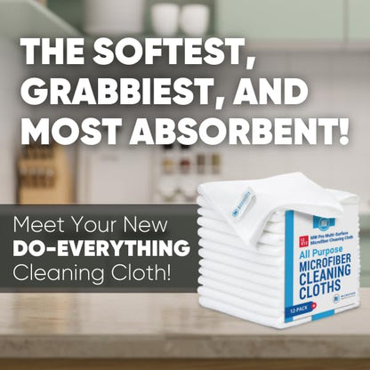 Microfiber Wholesale 12" x 12" MW Pro Multi-Surface Cleaning Cloths | Gray - 12 Pack | Premium Towels for Cleaning Glass, Kitchens, Bathrooms, Automotive, Supplies & Products