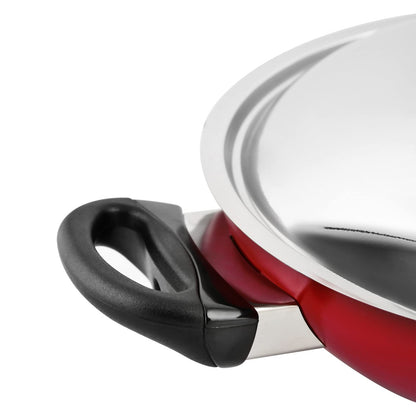 Prestige Classique 3X Ultra Tough Covered Wok Kadai, Red 12 Inch 30CM PR21500