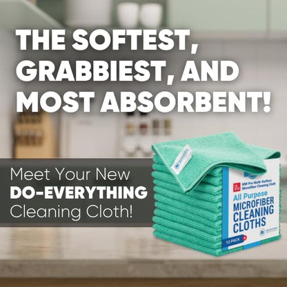 Microfiber Wholesale 12" x 12" MW Pro Multi-Surface Cleaning Cloths | Gray - 12 Pack | Premium Towels for Cleaning Glass, Kitchens, Bathrooms, Automotive, Supplies & Products