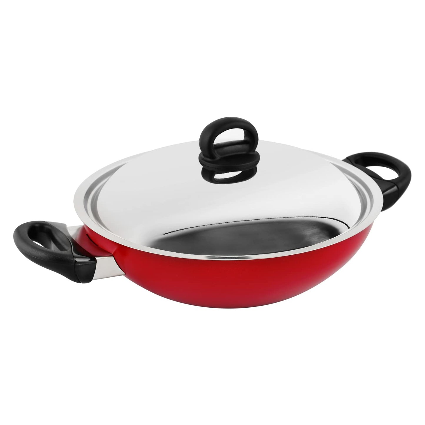 Prestige Classique 3X Ultra Tough Covered Wok Kadai, Red 12 Inch 30CM PR21500