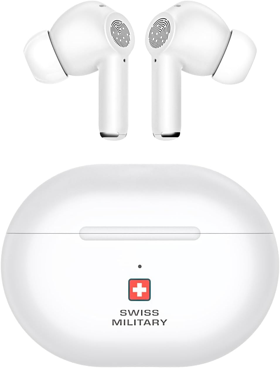 Swiss Military Delta5 Active Noise Cancelling Earbuds with ENC & Transparency Mode, Smart Touch Sensors, 300Hr Standby & 5Hr Music Time, Seamless Connectivity, Works with Android/iOS Phones- White