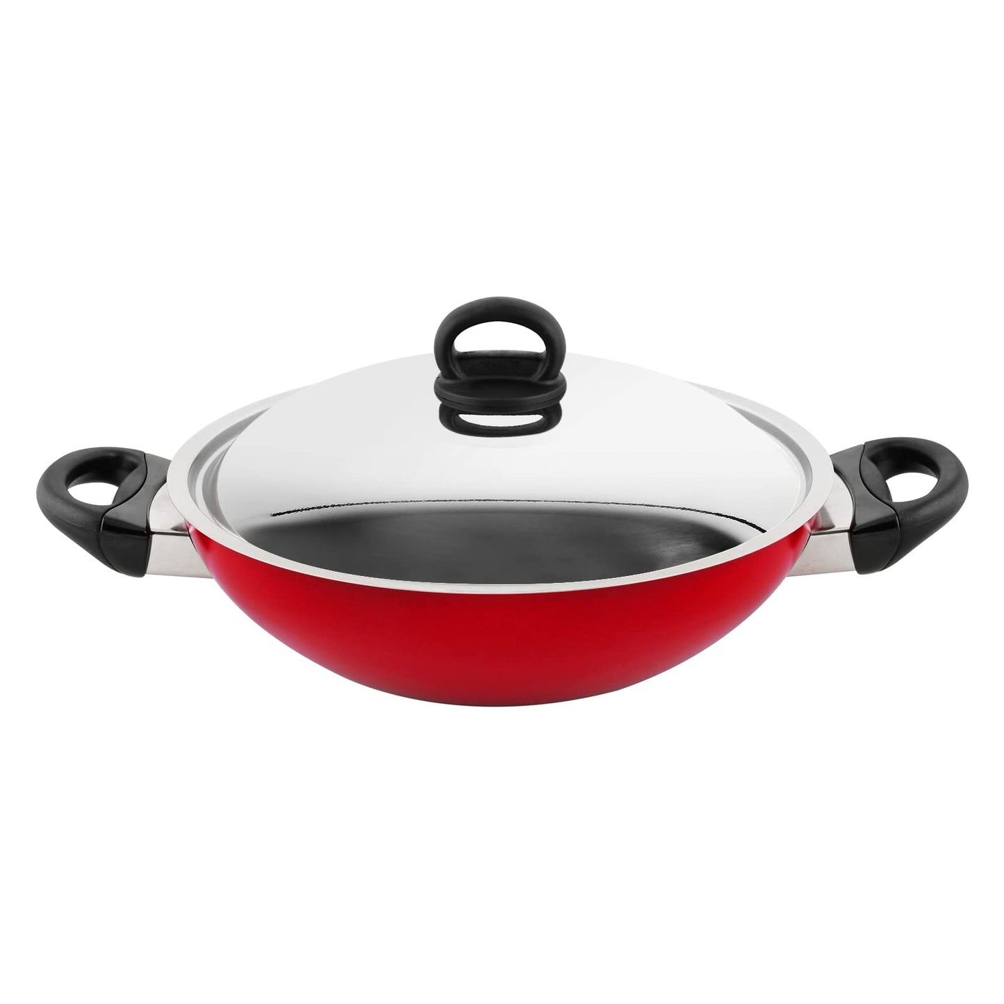 Prestige Classique 3X Ultra Tough Covered Wok Kadai, Red 12 Inch 30CM PR21500
