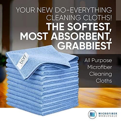 Microfiber Wholesale 12" x 12" MW Pro Multi-Surface Cleaning Cloths | Gray - 12 Pack | Premium Towels for Cleaning Glass, Kitchens, Bathrooms, Automotive, Supplies & Products