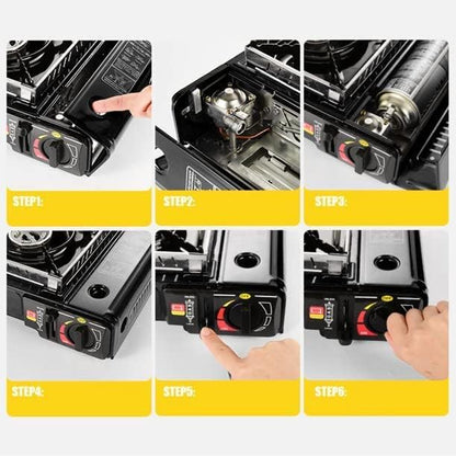 Kenco Vitaly Portable Gas Stove, Black Butane Stove, For Camping, Barbecue, Emergency Gear.