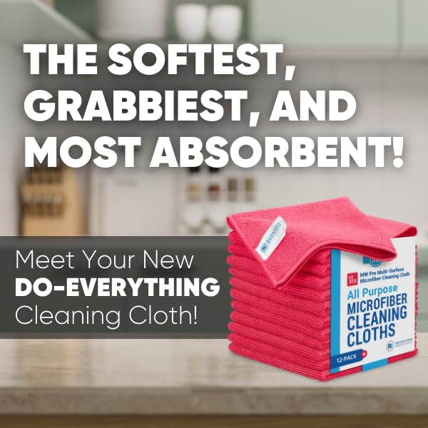 Microfiber Wholesale 12" x 12" MW Pro Multi-Surface Cleaning Cloths | Gray - 12 Pack | Premium Towels for Cleaning Glass, Kitchens, Bathrooms, Automotive, Supplies & Products