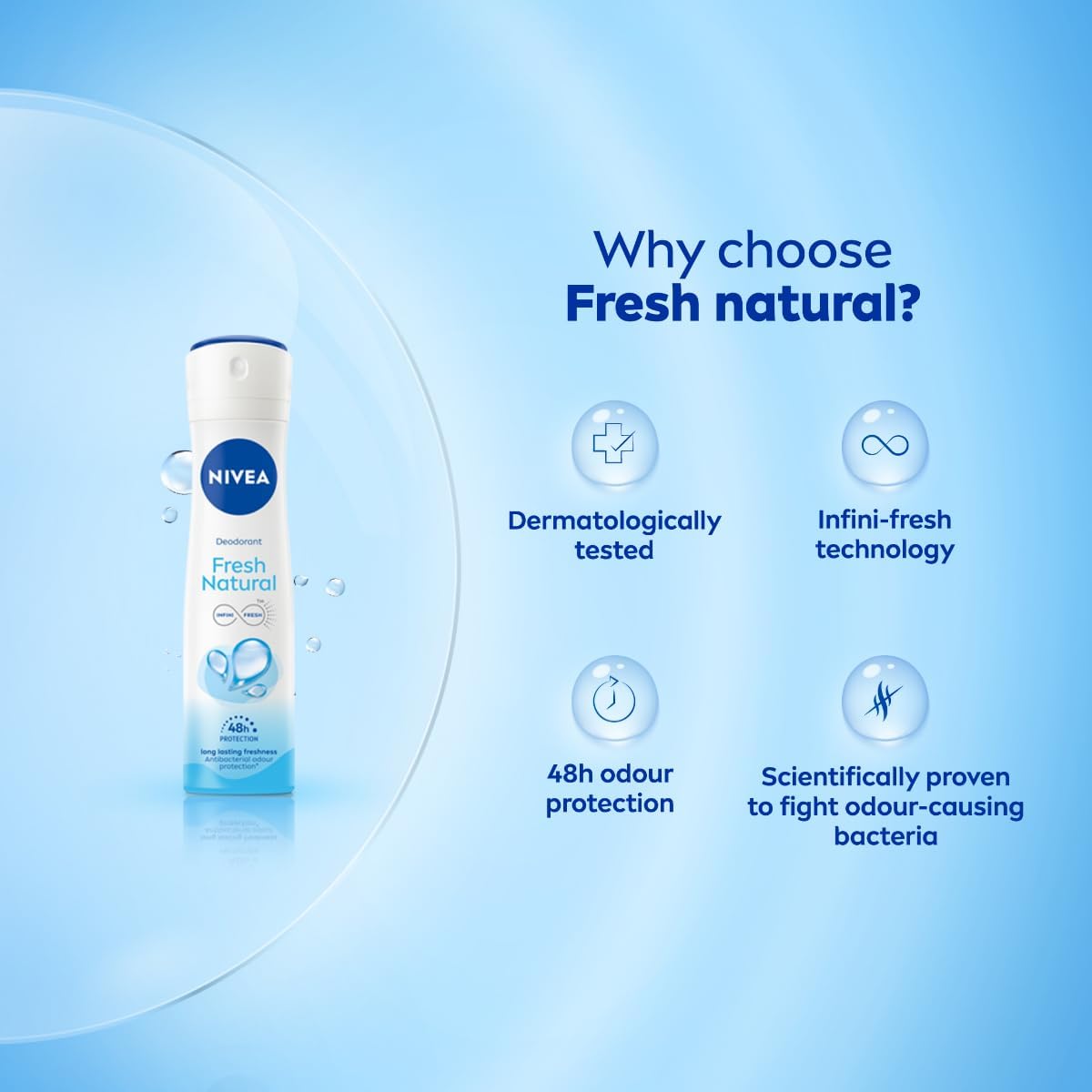 Nivea Deodorant, Fresh Natural, Women, 150 ml