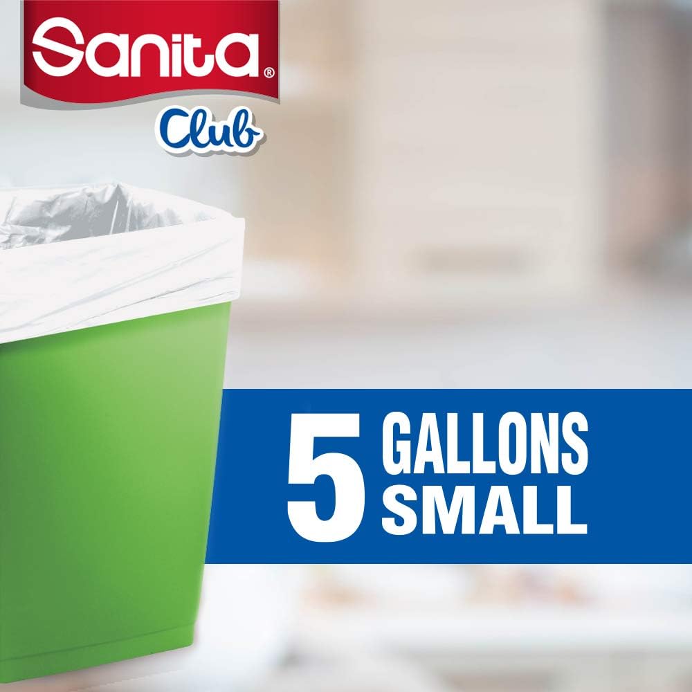 SANITA CLUB TRASH BAGS BIODEGRDABLE 5 GALLONS, 30 BAGS - White