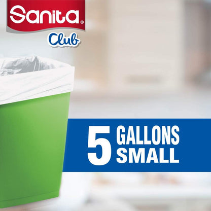 SANITA CLUB TRASH BAGS BIODEGRDABLE 5 GALLONS, 30 BAGS - White