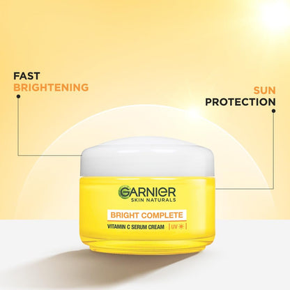 Garnier Skin Naturals Bright Complete Vitamin C Serum UV Cream Vitamin C Day Cream for Sun Protection and Skin Brightening - Suitable For all Skin Types, 45g