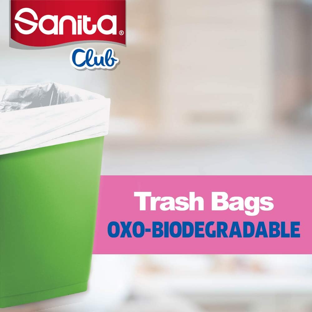 SANITA CLUB TRASH BAGS BIODEGRDABLE 5 GALLONS, 30 BAGS - White