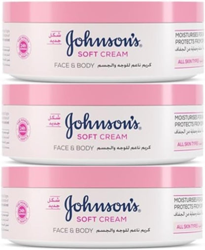 Johnson’s 24 Hour Moisture Soft Cream, Pack of 3x200ml