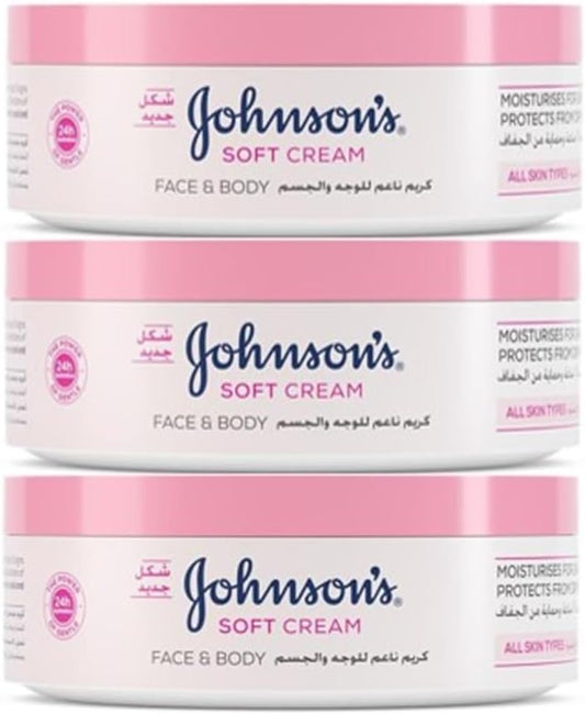 Johnson’s 24 Hour Moisture Soft Cream, Pack of 3x200ml