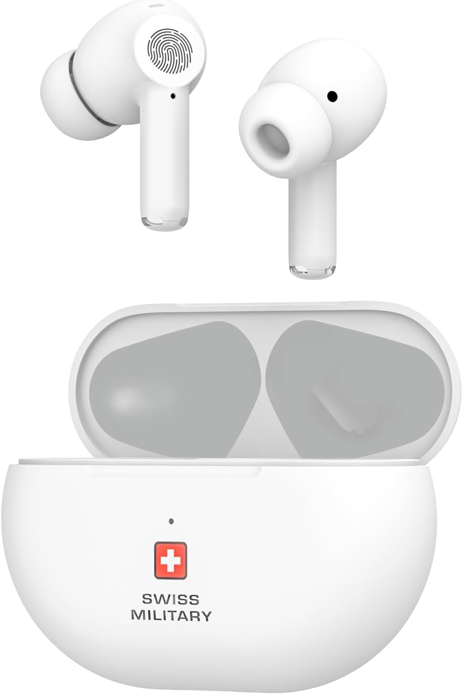 Swiss Military Delta5 Active Noise Cancelling Earbuds with ENC & Transparency Mode, Smart Touch Sensors, 300Hr Standby & 5Hr Music Time, Seamless Connectivity, Works with Android/iOS Phones- White