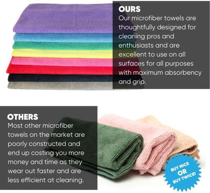 Microfiber Wholesale 12" x 12" MW Pro Multi-Surface Cleaning Cloths | Gray - 12 Pack | Premium Towels for Cleaning Glass, Kitchens, Bathrooms, Automotive, Supplies & Products