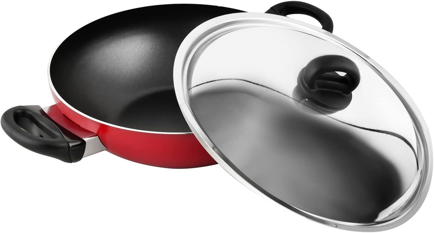 Prestige Classique 3X Ultra Tough Covered Wok Kadai, Red 12 Inch 30CM PR21500