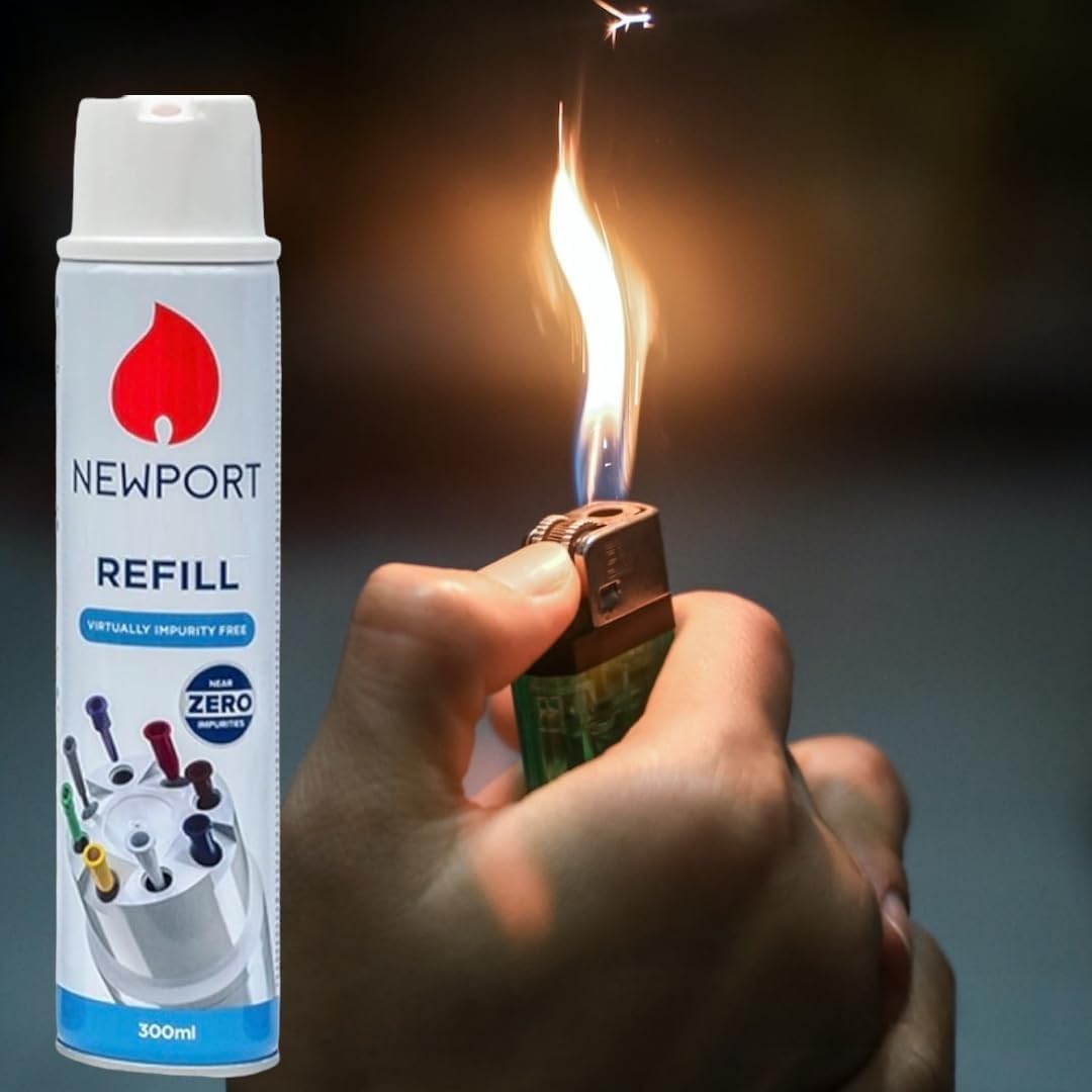 ezkart | Newport Gas For Lighters - 300ml Newport Gas Compatible with All Lighters | Ideal for Various Purpose like BBQ, Candle, Camping, Gas, Kitchen, Cooking Lighter