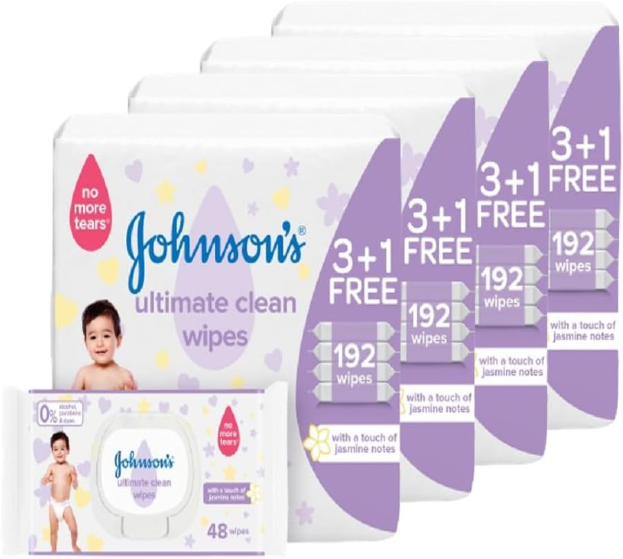 Johnson's Baby Wipes, Ultimate Clean, Pack of 48 Wipes